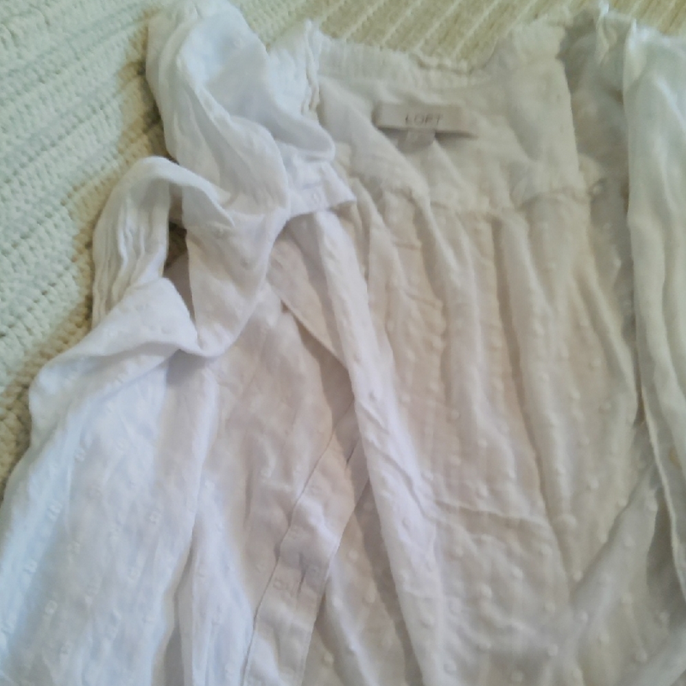 LOFT White Textured Top